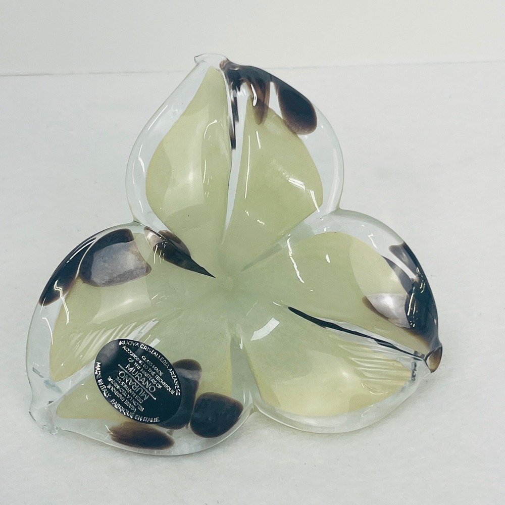 Murano Art Glass Flower Figurine Nuova Cristalleria Arzanese Tortoise Italy